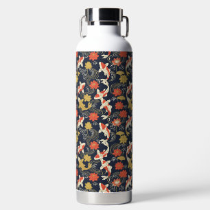 Elegantes Koi-Fisch- und Lotus-Muster Trinkflasche