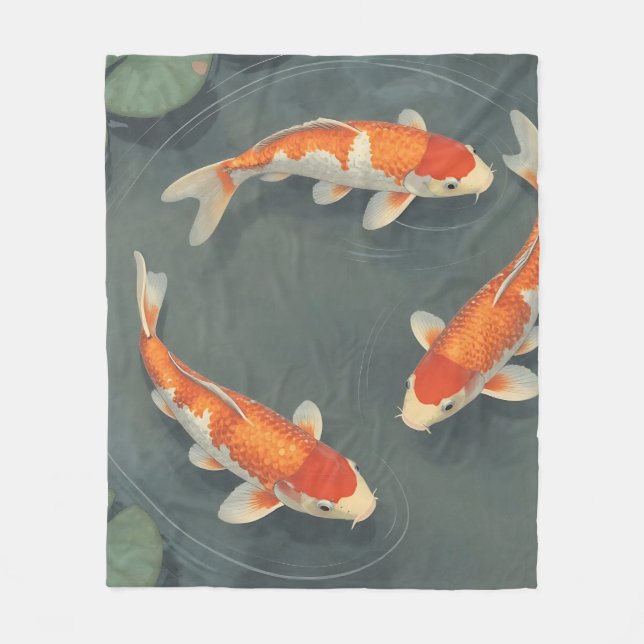 Elegantes Koi-Fischteich-Serenitätsdesign Fleecedecke (Vorderseite)