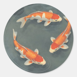 Elegantes Koi-Fischteich-Serenitätsdesign Runder Aufkleber