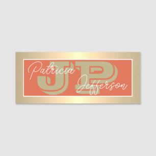 Elegantes Koi Orange Luxus Gold Monogramm Namensschild