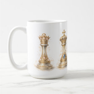 Elegantes Königin König Paar Geschenk Gold Schach Kaffeetasse