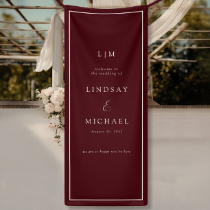 Elegantes königliches Burgunder-Monogramm-Hochzeit Banner