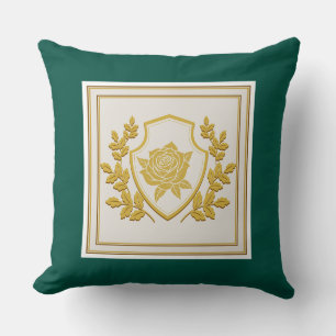 Elegantes königliches Wappen Goldene Rose – Smarag Kissen