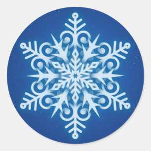 Elegantes Königsblau-Schneeflocke-Weihnachten Runder Aufkleber