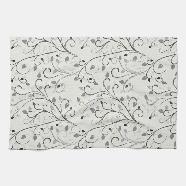 Elegantes Kontrastblatt Geschirrtuch (Horizontal)