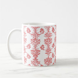 Elegantes Korallen-Damaskusmuster – Vintage-Blumen Kaffeetasse