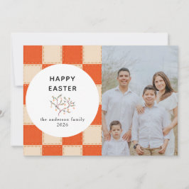 Elegantes Korallen- und Creme-Muster  Frohe Ostern Feiertagskarte