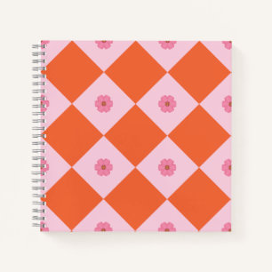Elegantes Korallen- und Rosa-Blumen-Geometrie-Noti Notizbuch