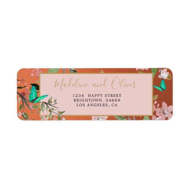 Elegantes Korallenriff Rosa Chinoiserie Hochzeit (Vorne)