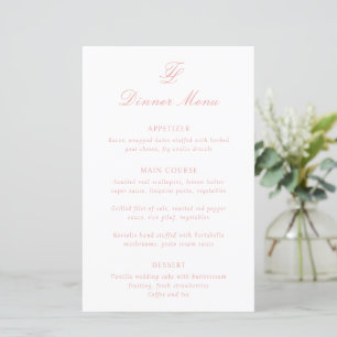 Elegantes Korallenrosa Hochzeitsmenü im traditione
