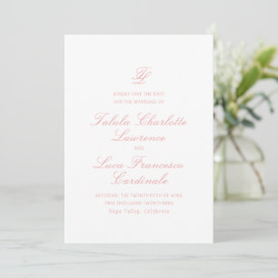 Elegantes Korallenrosa Traditionelle Hochzeit Save The Date