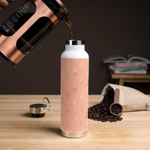 Elegantes Korallenrosa und Gold Ananas Muster   Trinkflasche