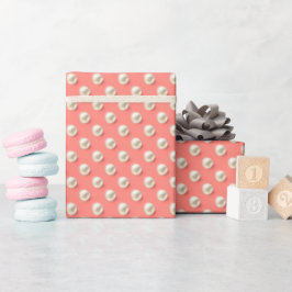 Elegantes Korallenwackelpapier mit Perlakzenten Geschenkpapier