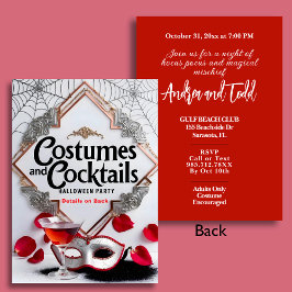 Elegantes Kostüm und Cocktails Halloween-Party Einladung