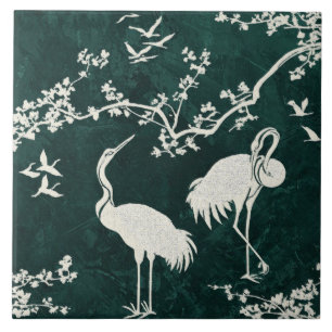 Elegantes Kranich-Art-Muster Farbige Kranichvöge Fliese