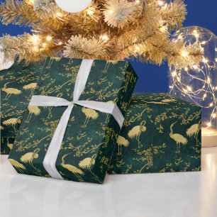 Elegantes Kranich-Kunstmuster Farbige Kranichvög Geschenkpapier