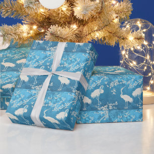 Elegantes Kranichkunstmuster Farbige Kranichvöge Geschenkpapier