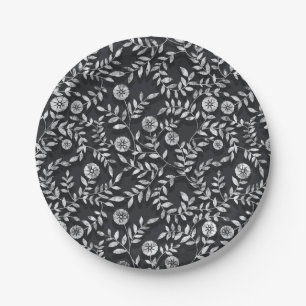Elegantes Kreidetafel-Blumenmuster Pappteller