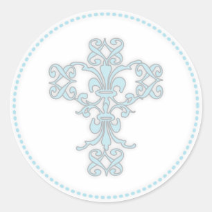 Elegantes Kreuz im Blau Runder Aufkleber