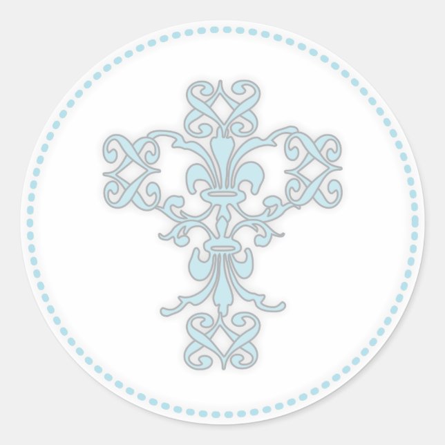 Elegantes Kreuz im Blau Runder Aufkleber (Vorderseite)