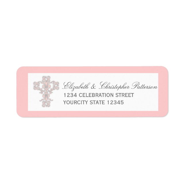Elegantes Kreuz in rosa Adressetikett (Vorne)