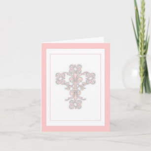 Elegantes Kreuz in Rosa und Weiß Dankeschön Karte