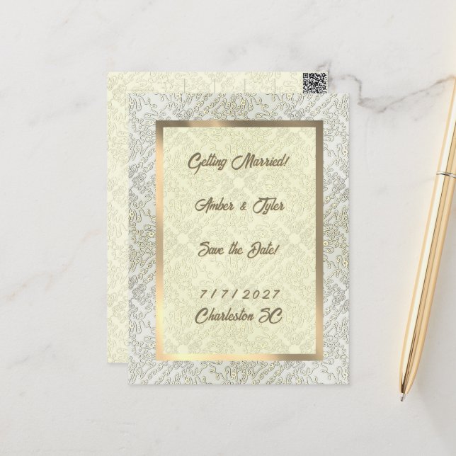 Elegantes Kritzelmuster Postkarte (Vorderseite/Rückseite Beispiel)