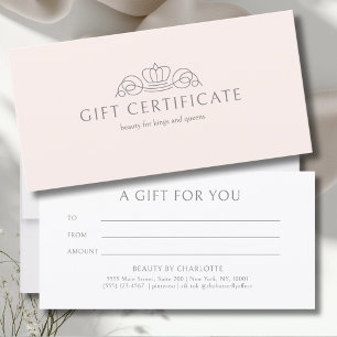 Elegantes Kronen-Blush-Pink-Salon-Geschenkgutschei