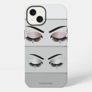 Elegantes, kühles, modernes Grau gestreift, Wimper iPhone Hülle