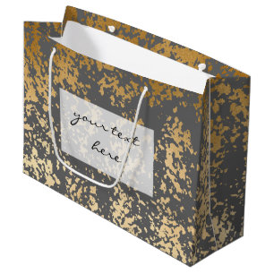 elegantes Küken-Imitatgold und graue Brushstrokes Große Geschenktüte
