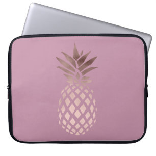elegantes Kükenraum-Rosen-Goldtropische Ananas Laptopschutzhülle