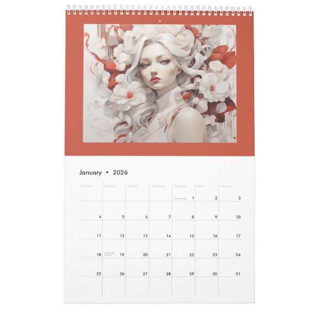 Elegantes Kunstdesign Kalender (Jan 2026)