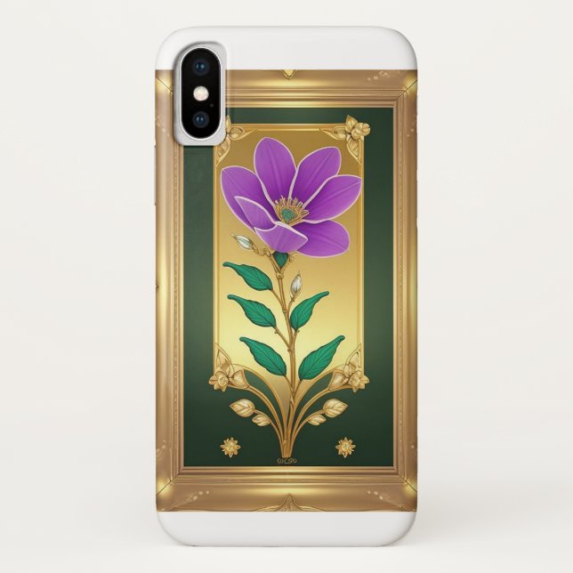 Elegantes Kunstwerk einer Lila Blume im Goldenen R Case-Mate iPhone Hülle (Rückseite)