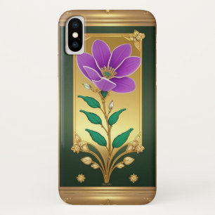 Elegantes Kunstwerk einer violetten Blume in golde Case-Mate iPhone Hülle