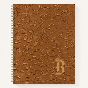 Elegantes Kupfer-Blumen-Monogramm-Spiralnotizbuch Notizbuch