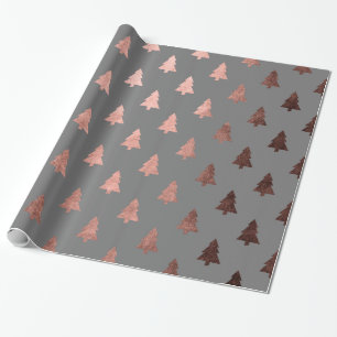 Elegantes Kupfer-Rose-goldenes Weihnachtsbaummuste Geschenkpapier