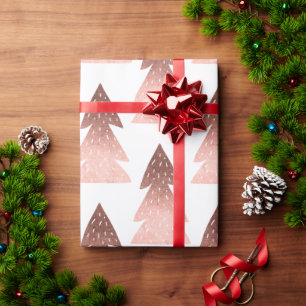 Elegantes Kupfer-Rose-goldenes Weihnachtsbaummuste Geschenkpapier