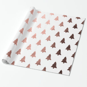 Elegantes Kupfer-Rose-Weihnachtsbaummuster Geschenkpapier