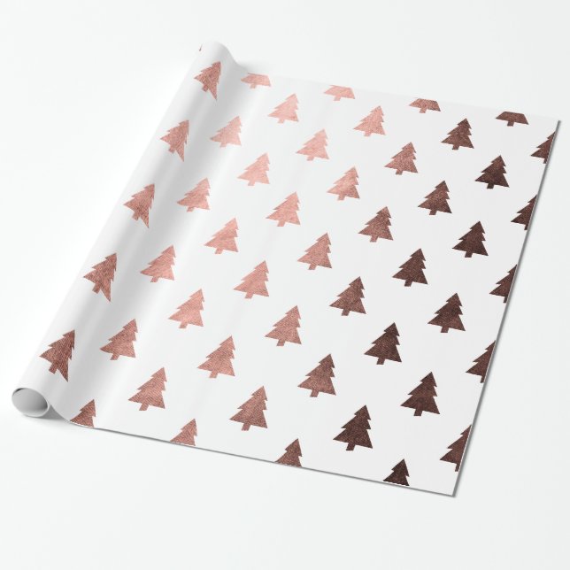 Elegantes Kupfer-Rose-Weihnachtsbaummuster Geschenkpapier (Ungerollt)