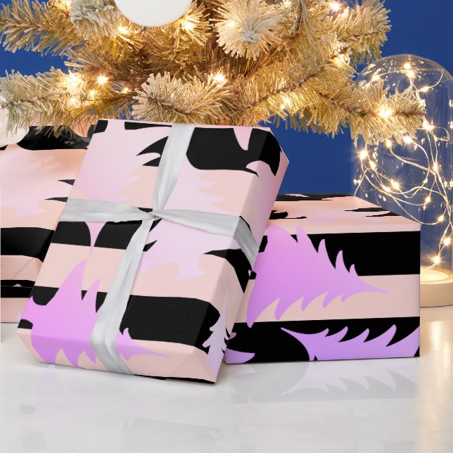 Elegantes Kupfer-Rose-Weihnachtsbaummuster Geschenkpapier (Feiertage)
