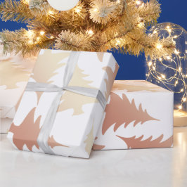 Elegantes Kupfer-Rose-Weihnachtsbaummuster Geschenkpapier