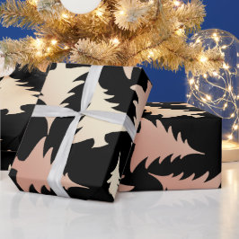 Elegantes Kupfer-Rose-Weihnachtsbaummuster Geschenkpapier