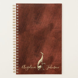 Elegantes Kupfer- und Gold Greyhound Dog Monogramm Planer