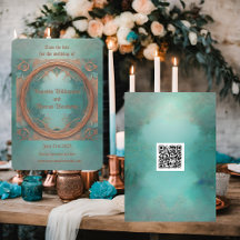 Elegantes Kupfer und Türkis Save the Date