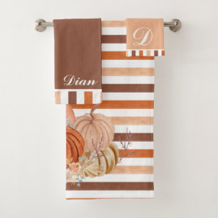 Elegantes Kürbispampas-Gras Personalisiert Badhandtuch Set