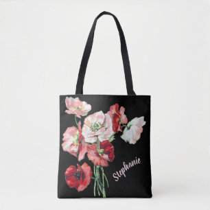 Elegantes kursives Schriftzug Wasserfarben Kunst M Tasche