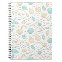 Elegantes Küsten-Muscheln Pastell-Muster Notizbuch