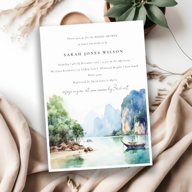 Elegantes Küstenland Thailand Seascape Brautparty Einladung (Von Creator hochgeladen)