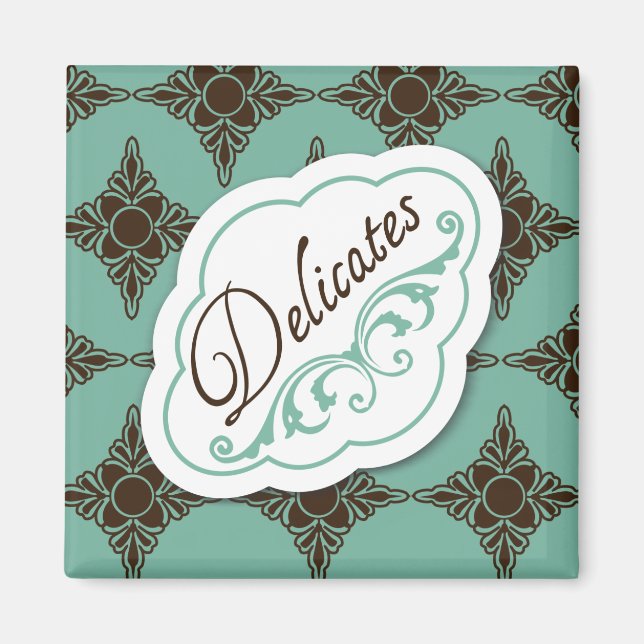 Elegantes Label Magnet für "Delicates" Wäscherei (Vorne)