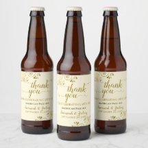 Elegantes Lacy Gold auf Cream Wedding Danke